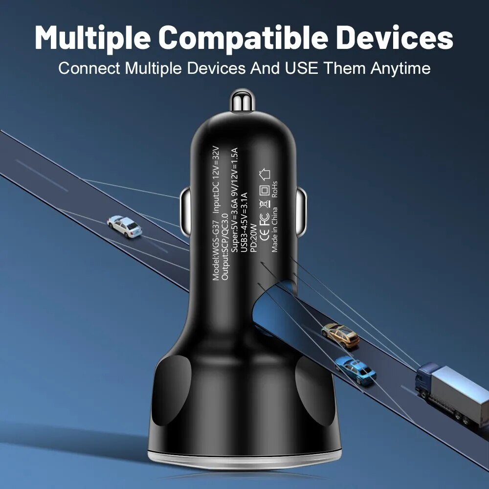 250W USB & Type C Fast Charging Car Adapter